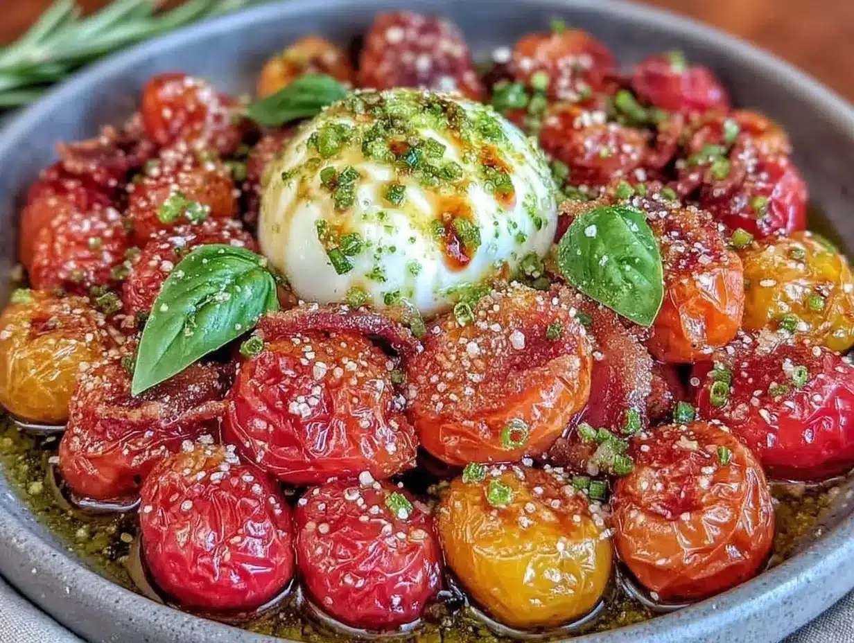 blistered cherry tomatoes with burrata preparation steps