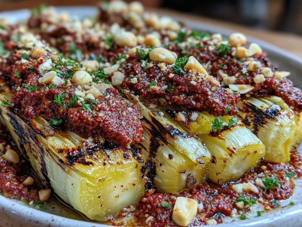 Charred Leeks with Romesco Sauce - featured image