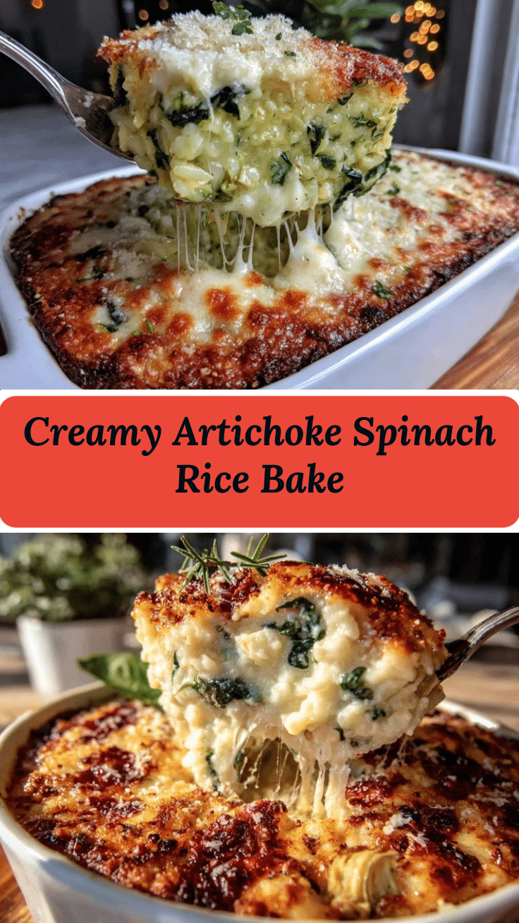 creamy artichoke and spinach rice bake recipe