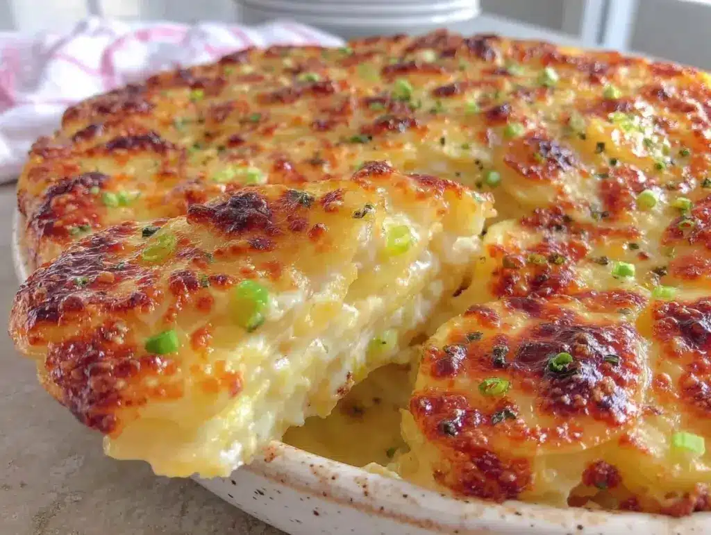 creamy cheesy potato and leek gratin - featured image