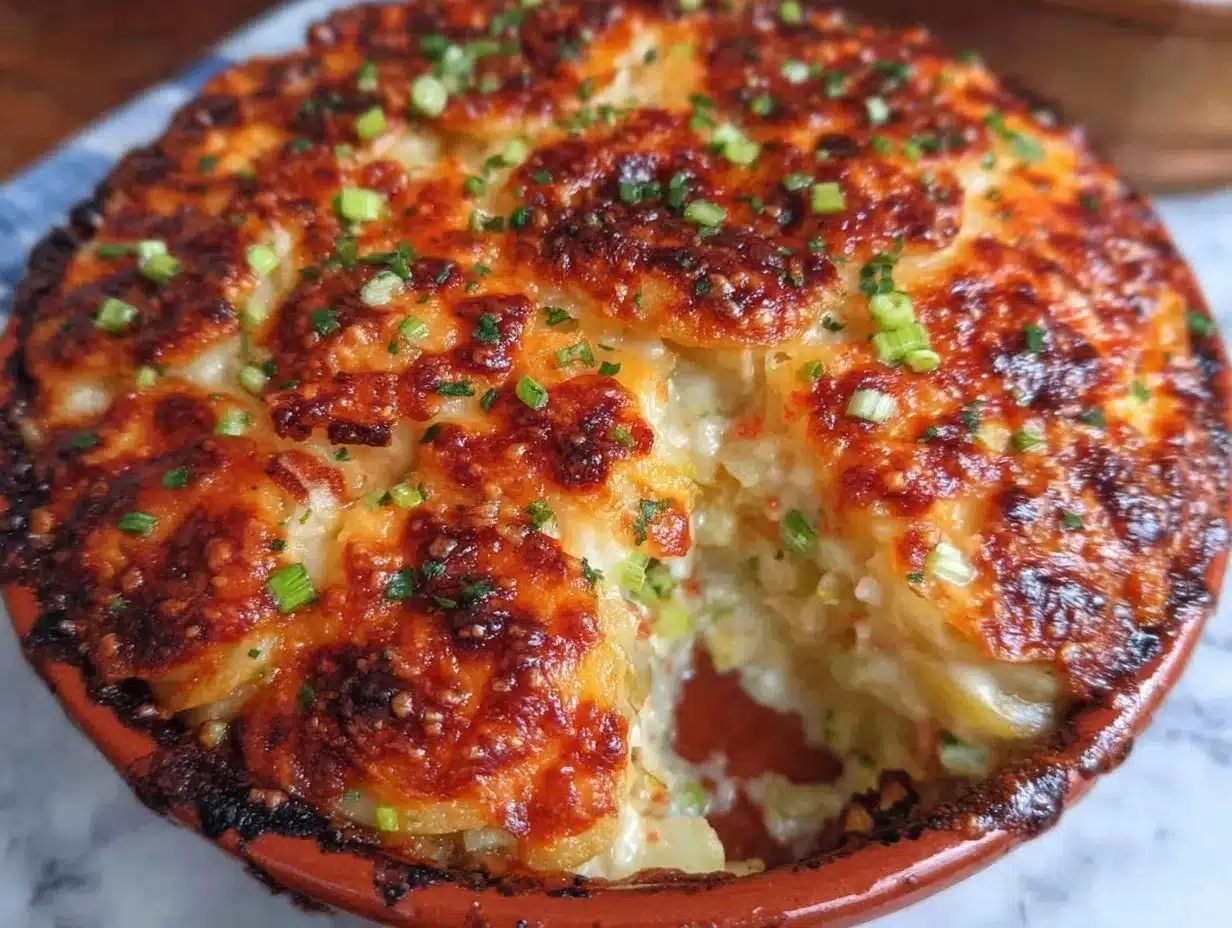 creamy cheesy potato and leek gratin preparation steps