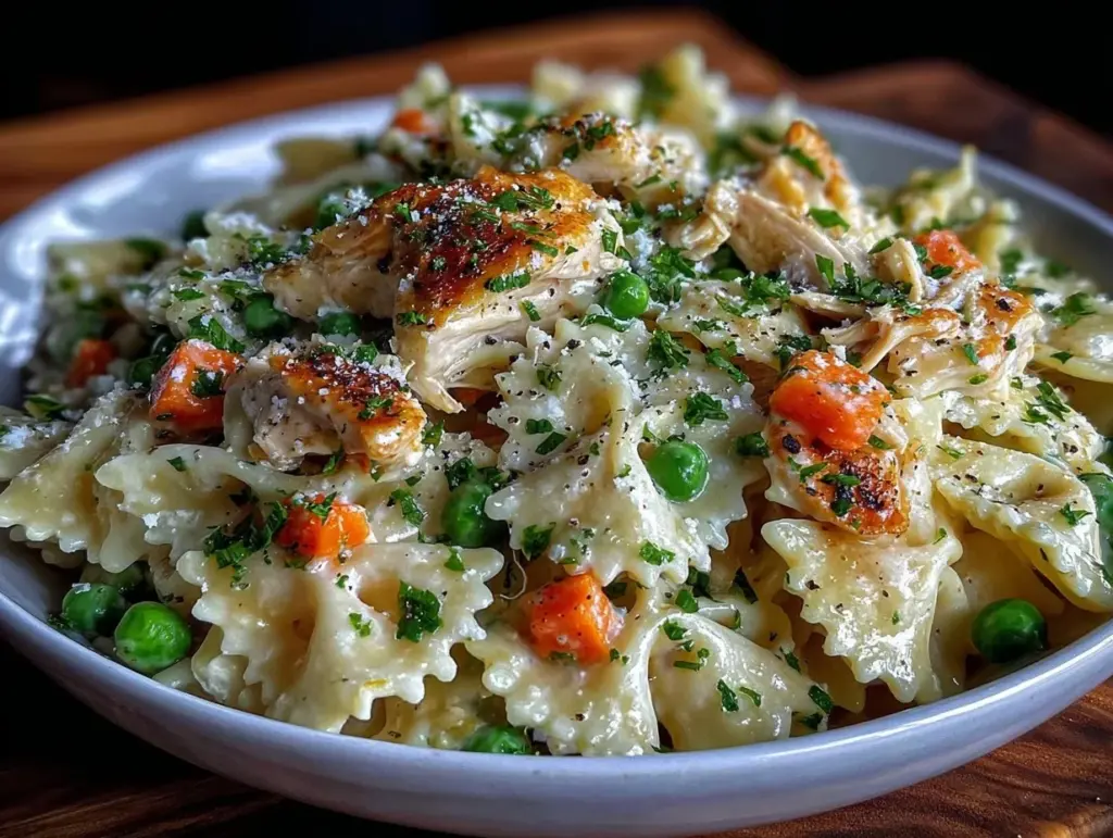 creamy chicken pot pie pasta - featured image