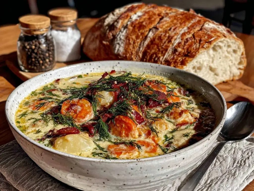 creamy ham and potato soup - featured image