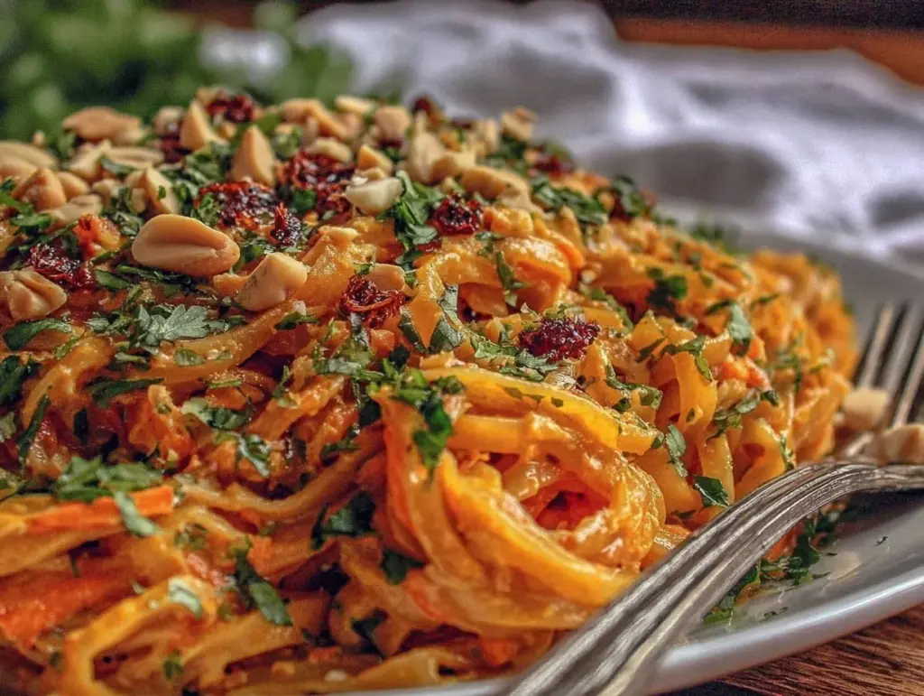 creamy vegan peanut noodles - featured image