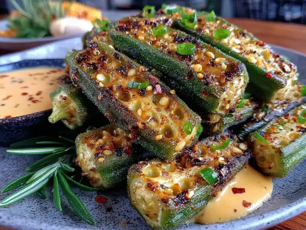 crispy charred okra - featured image