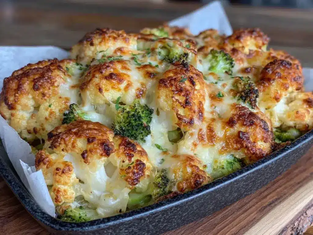 Crispy Cheesy Cauliflower and Broccoli Bake - featured image