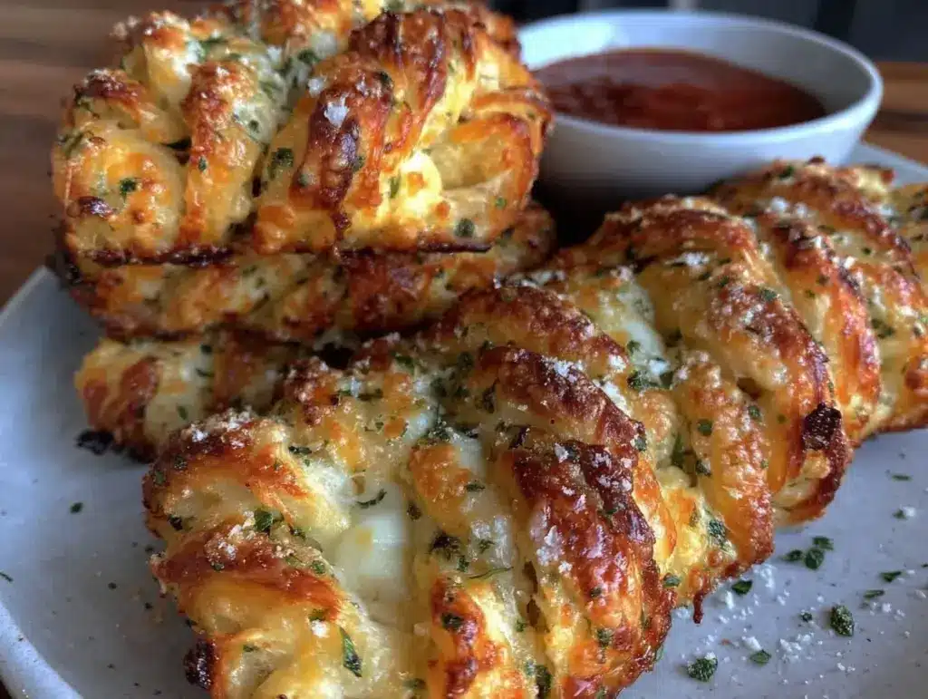 crispy cheesy garlic bread twists - featured image