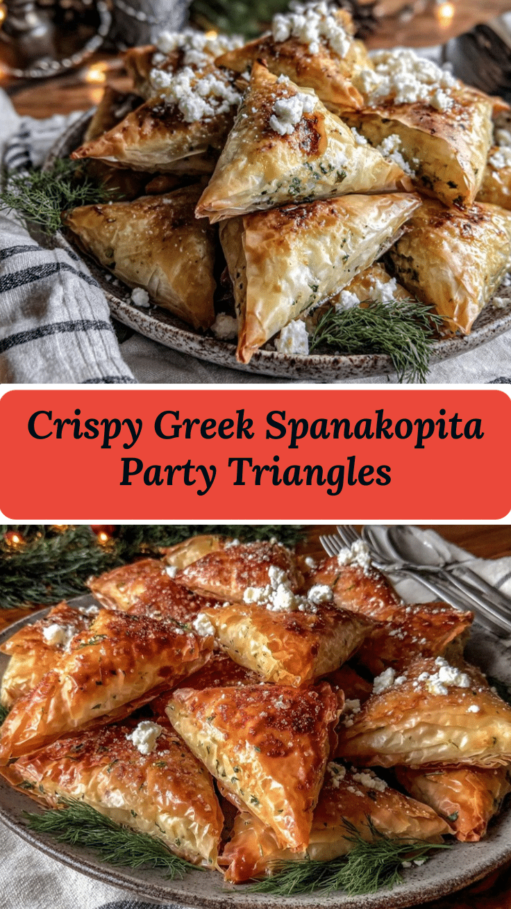 crispy Greek spanakopita triangles recipe