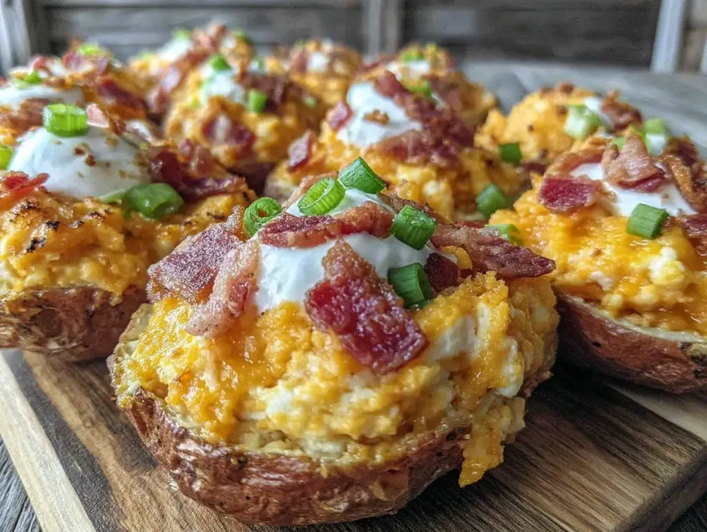 crispy loaded twice-baked sweet potato skins - featured image