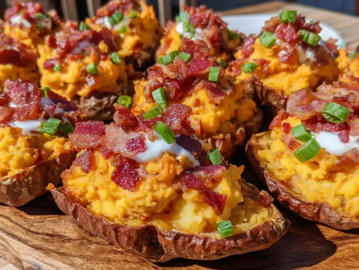 crispy loaded twice-baked sweet potato skins preparation steps