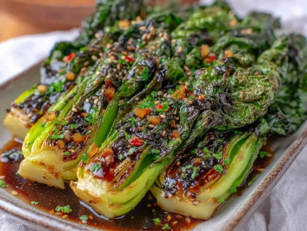 crispy roasted baby bok choy - featured image