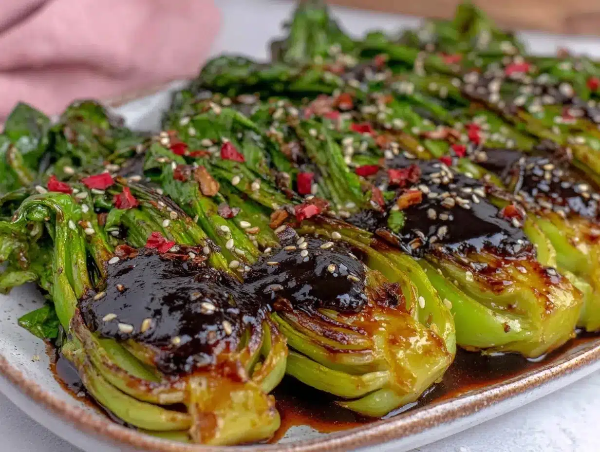 crispy roasted baby bok choy preparation steps