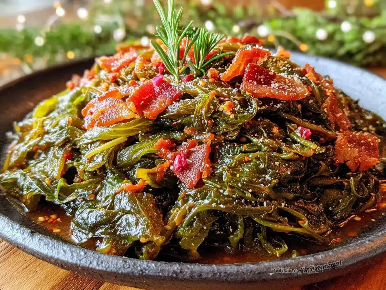 crispy roasted turnip greens with bacon preparation steps