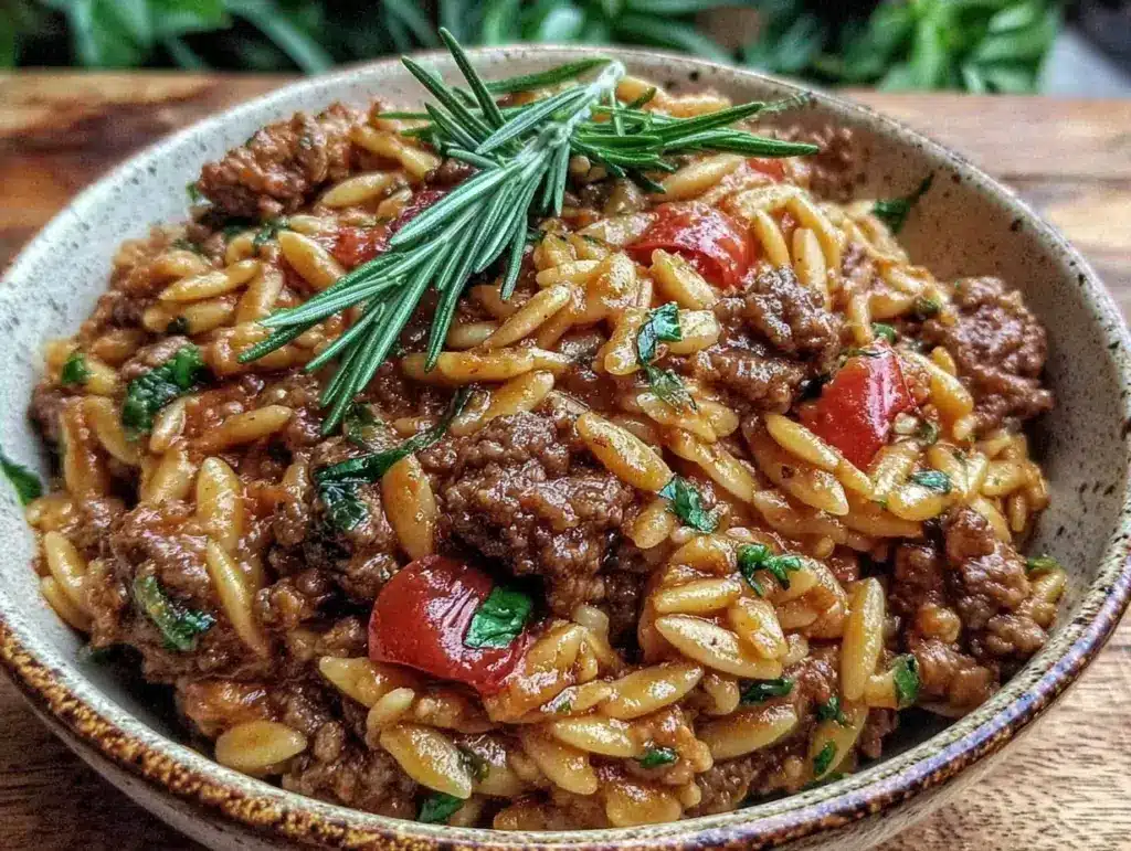 ground beef orzo - featured image