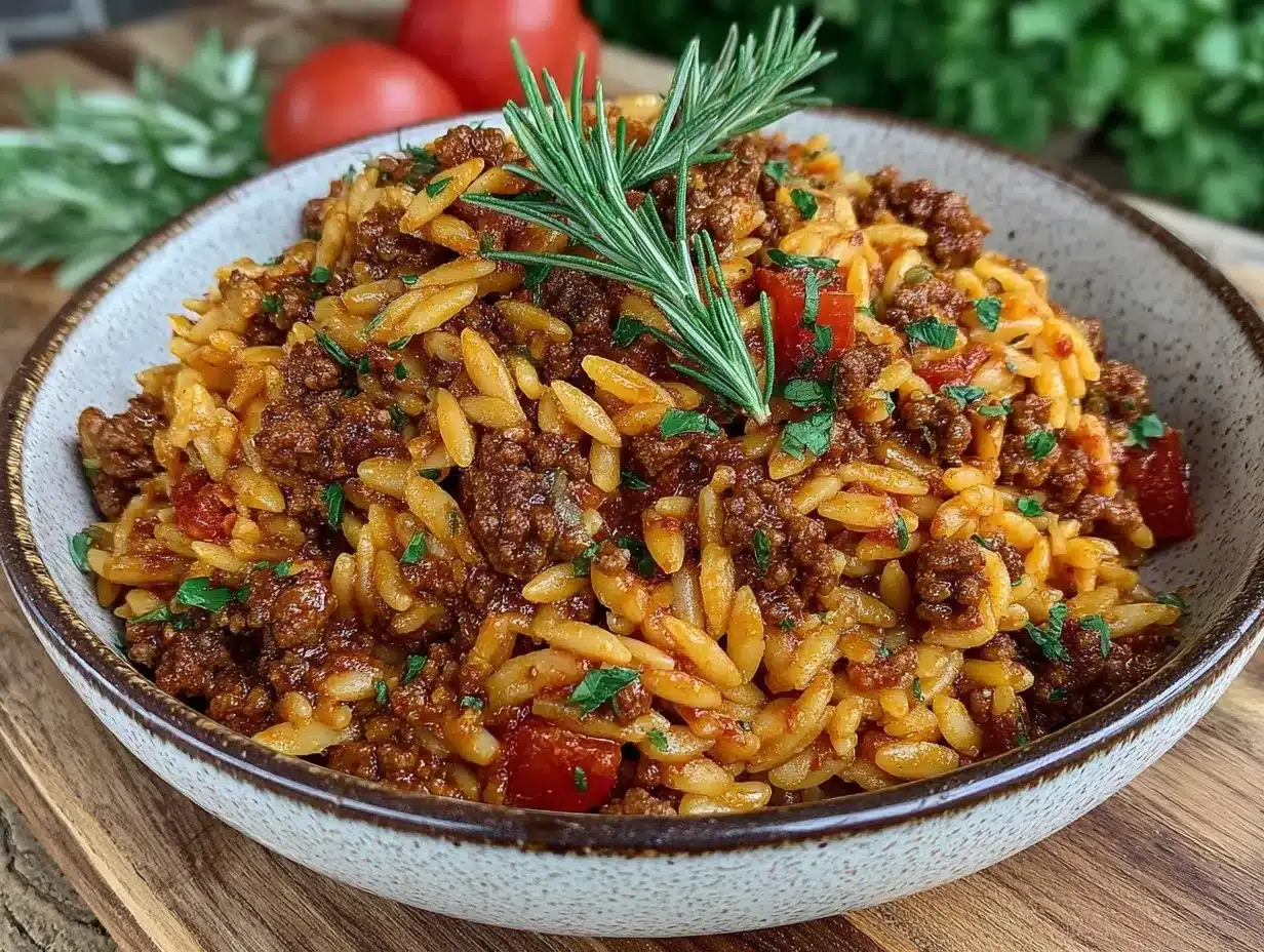 ground beef orzo preparation steps