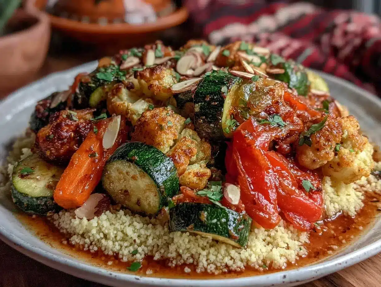 Moroccan couscous with seven vegetables preparation steps