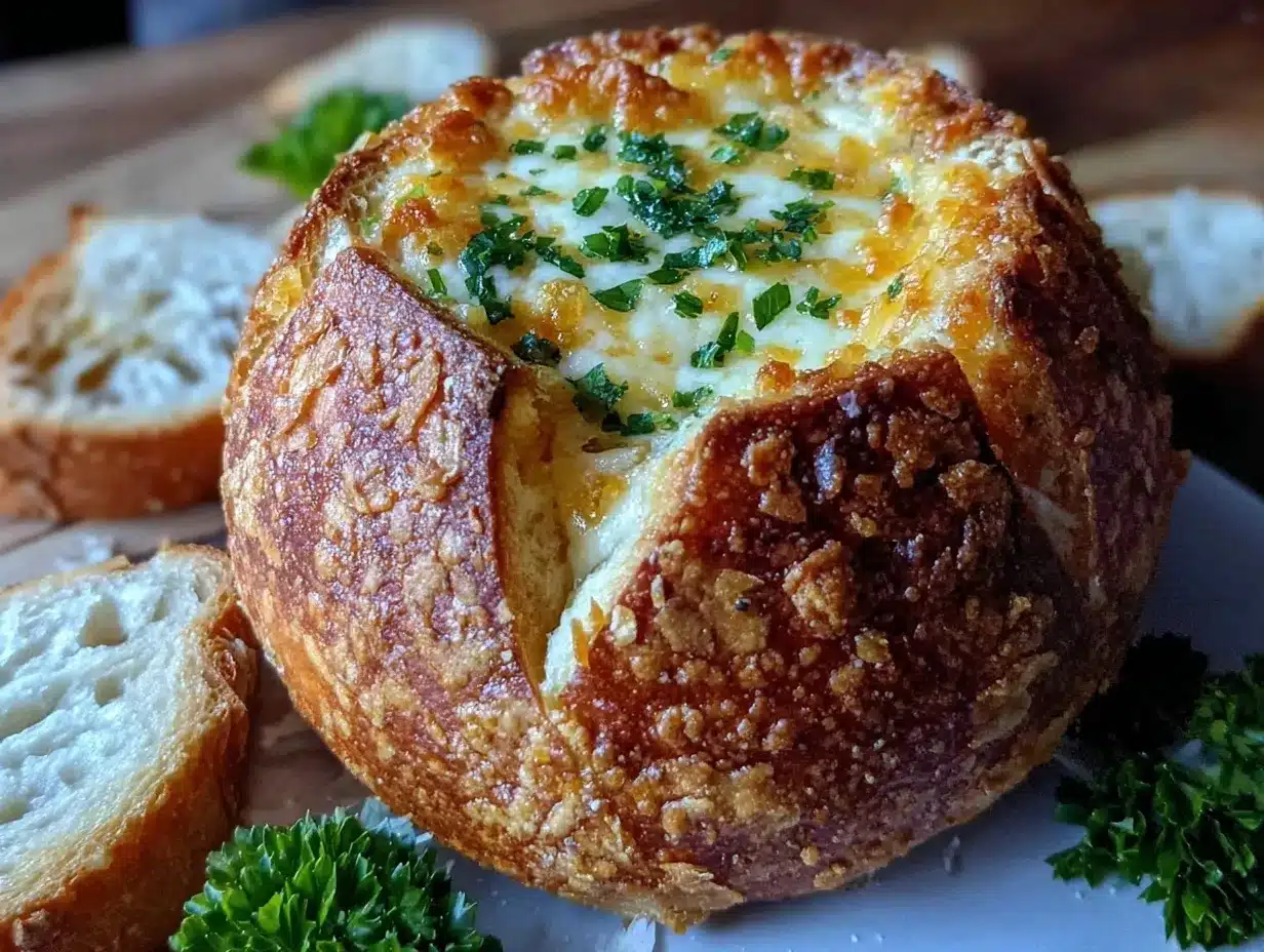 Parmesan crusted bread bowl preparation steps