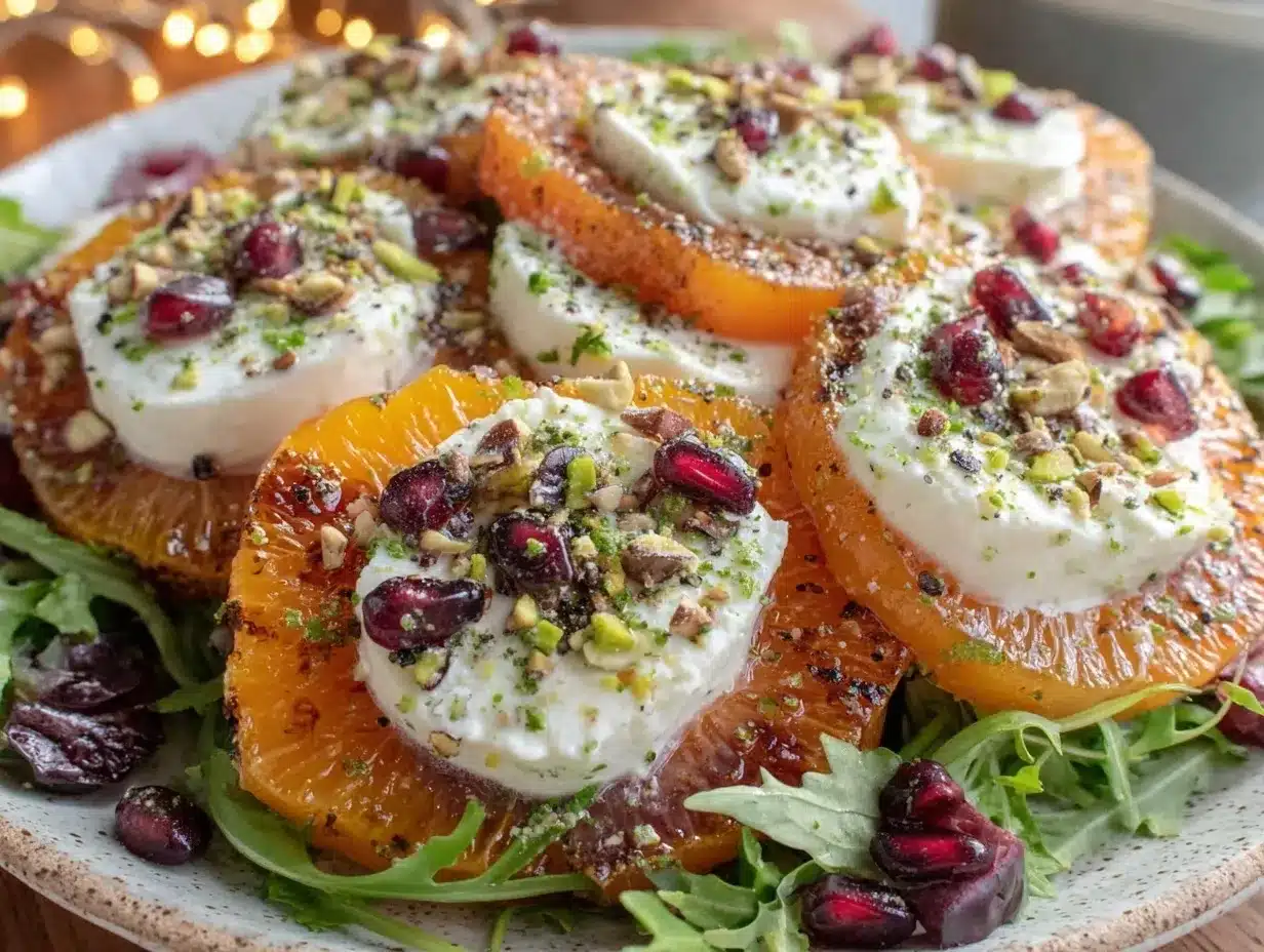 Persimmon and burrata salad preparation steps