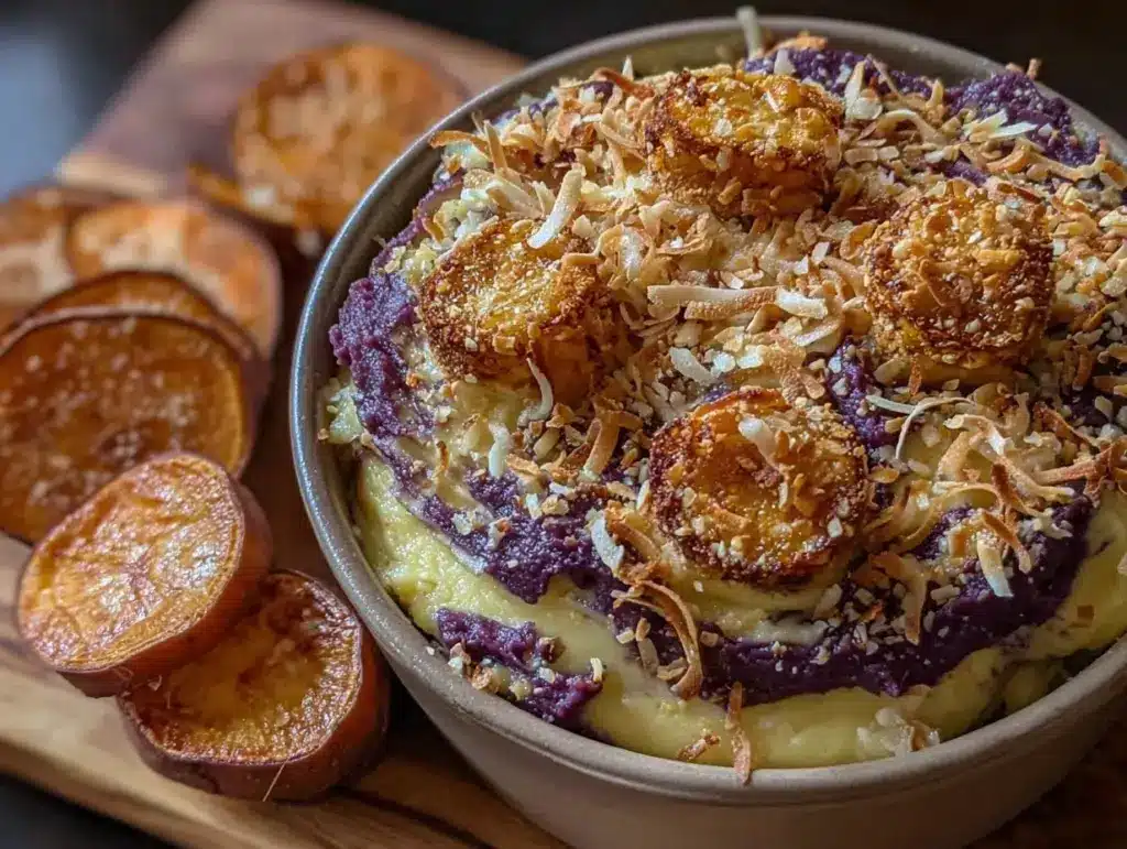 purple sweet potato casserole - featured image