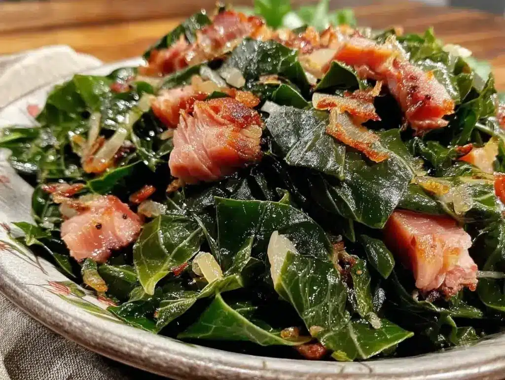 sautéed collard greens with ham hock - featured image