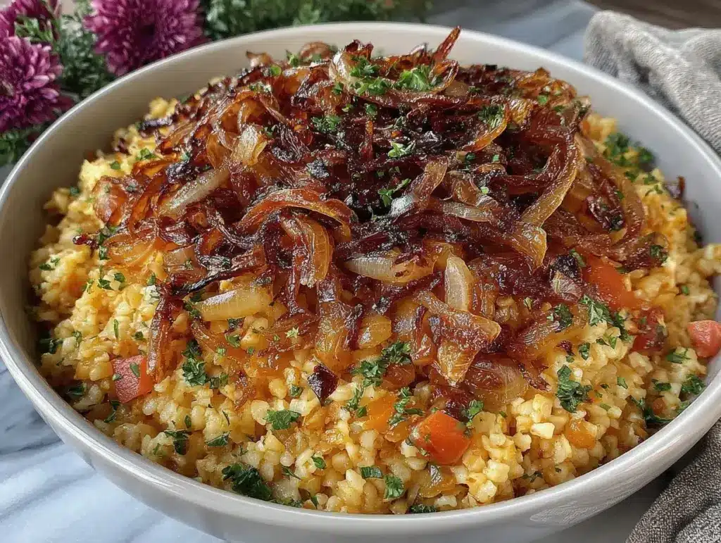 savory bulgur wheat pilaf - featured image