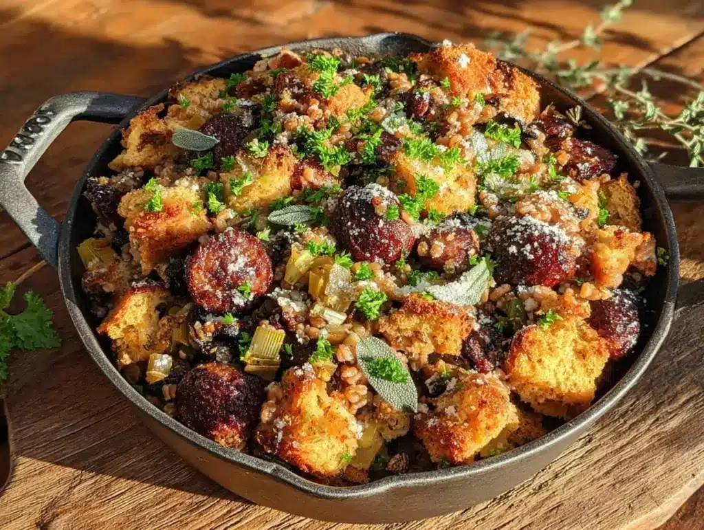 savory spelt stuffing - featured image