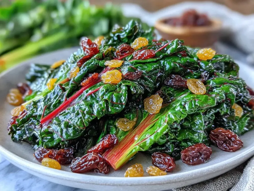 Swiss chard sautéed with raisins and pine nuts - featured image