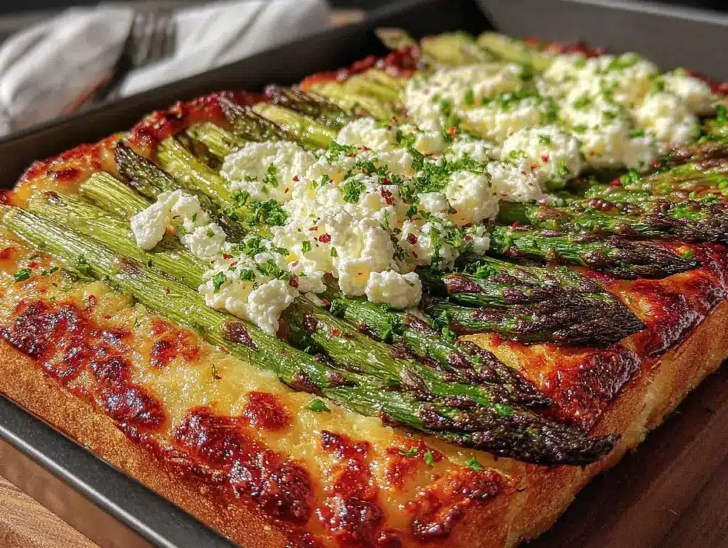 asparagus goat cheese flatbread - featured image
