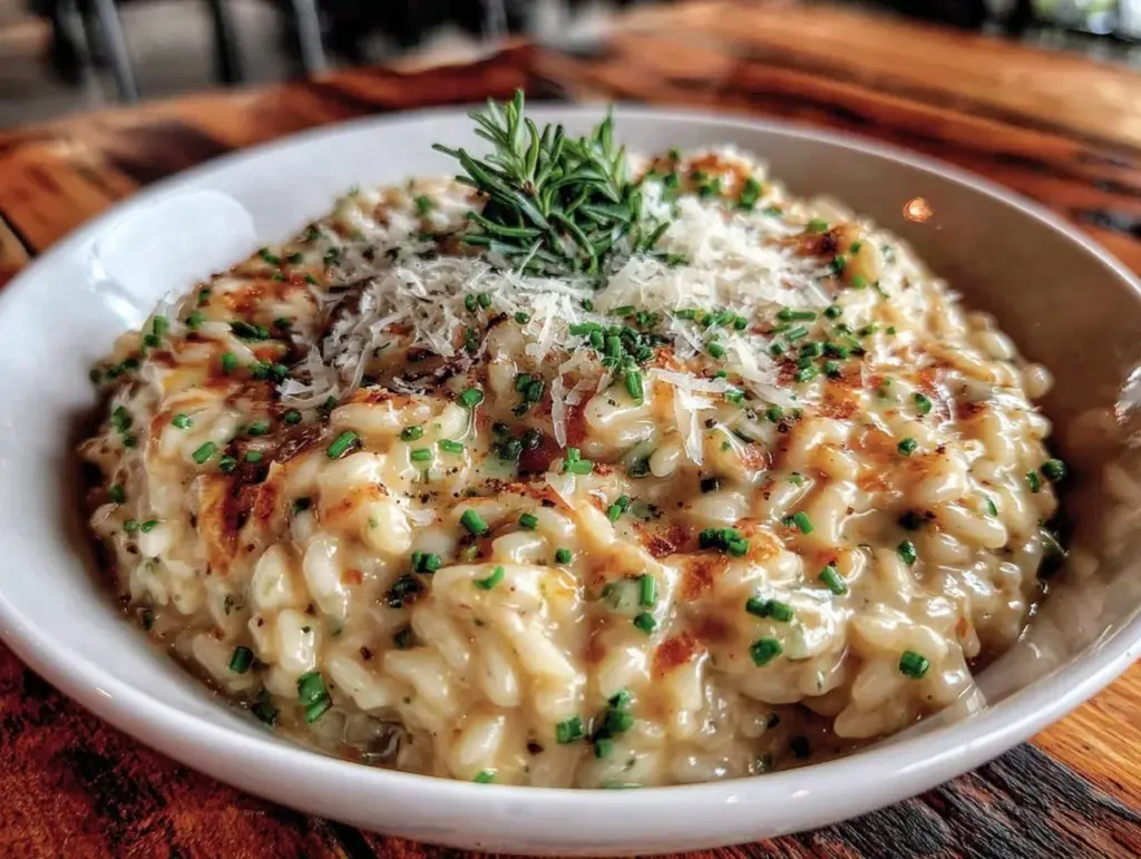 creamy champagne risotto - featured image