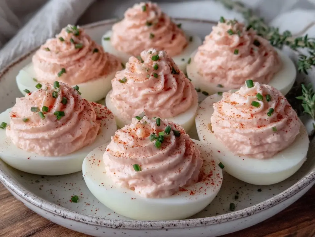 creamy pink deviled eggs delight - featured image