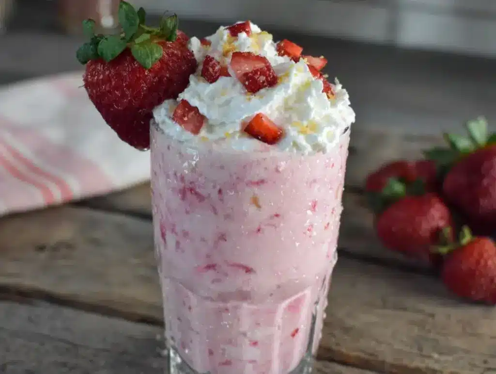 creamy strawberry milkshake recipe - featured image