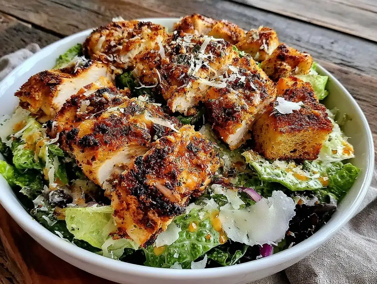 Crispy Classic Caesar Salad with Grilled Chicken preparation steps
