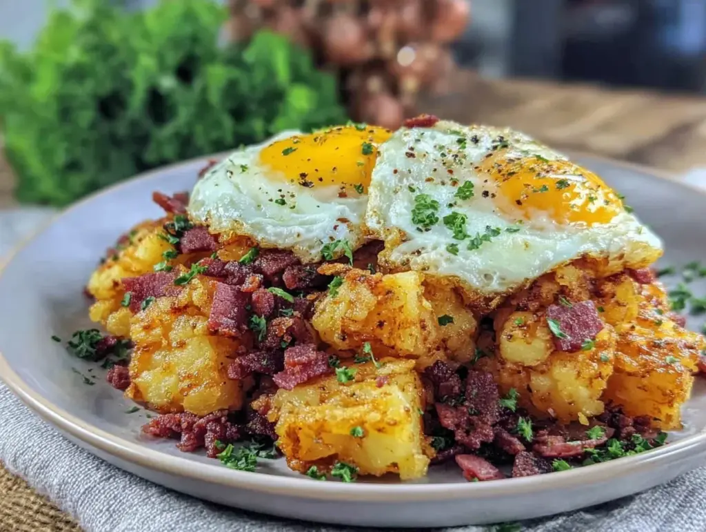 crispy corned beef hash - featured image