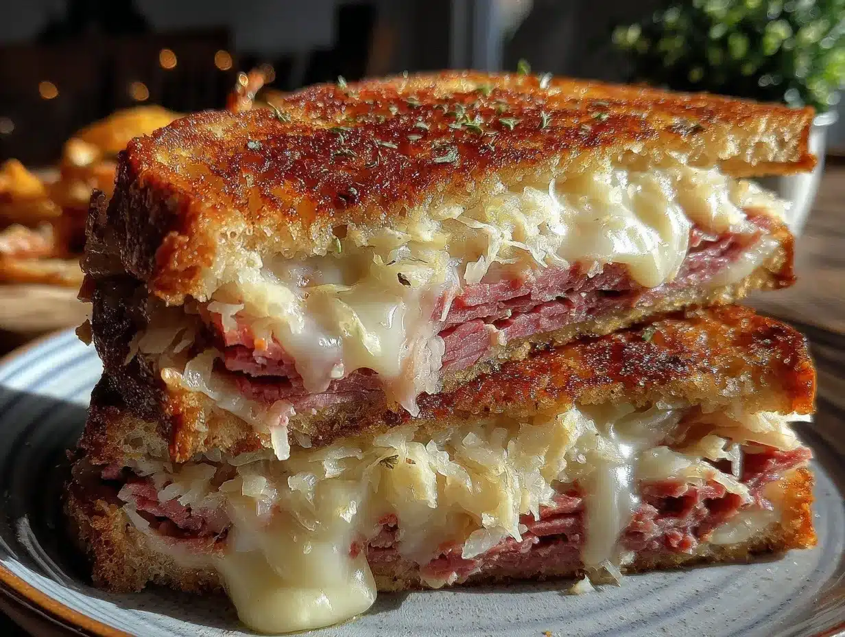 crispy corned beef Reuben sandwich preparation steps