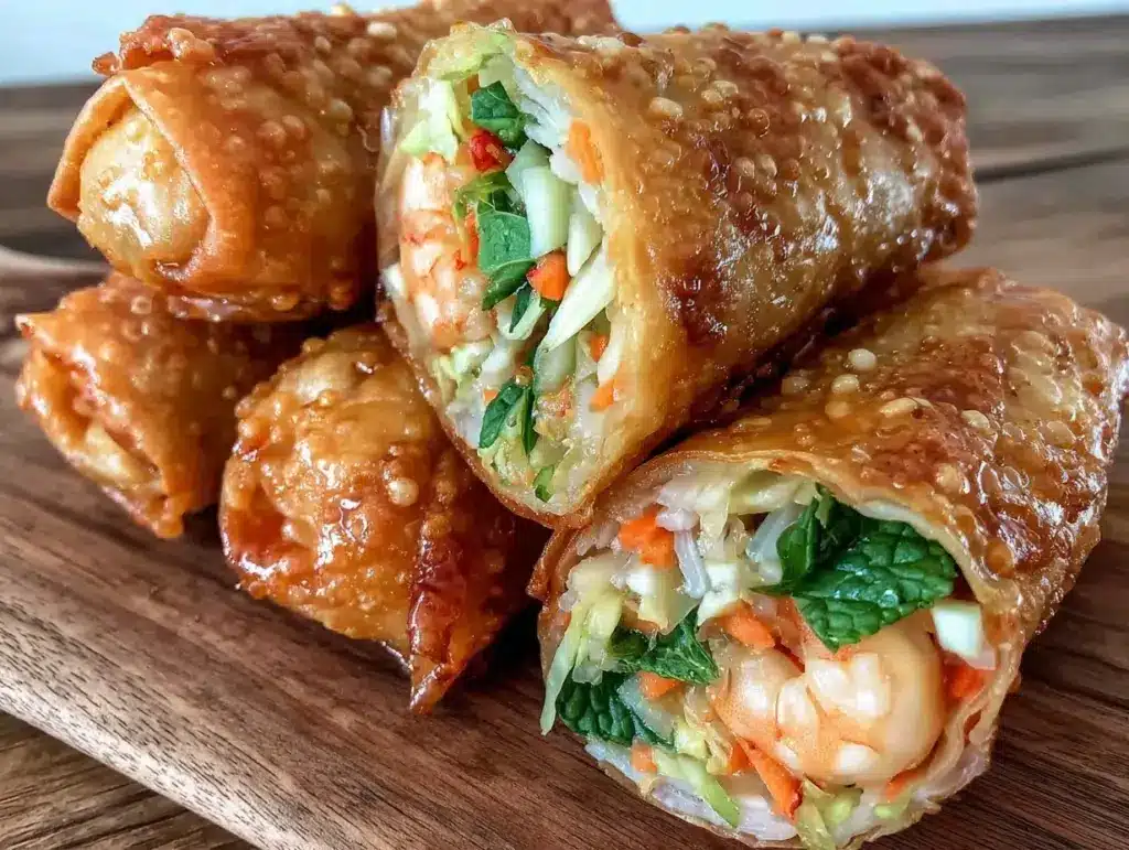 crispy spring rolls with fresh shrimp and veggies - featured image