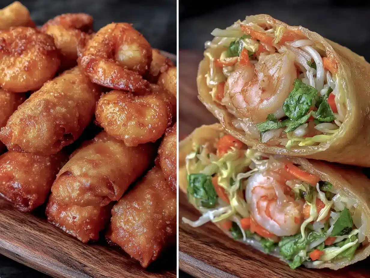 crispy spring rolls with fresh shrimp and veggies preparation steps