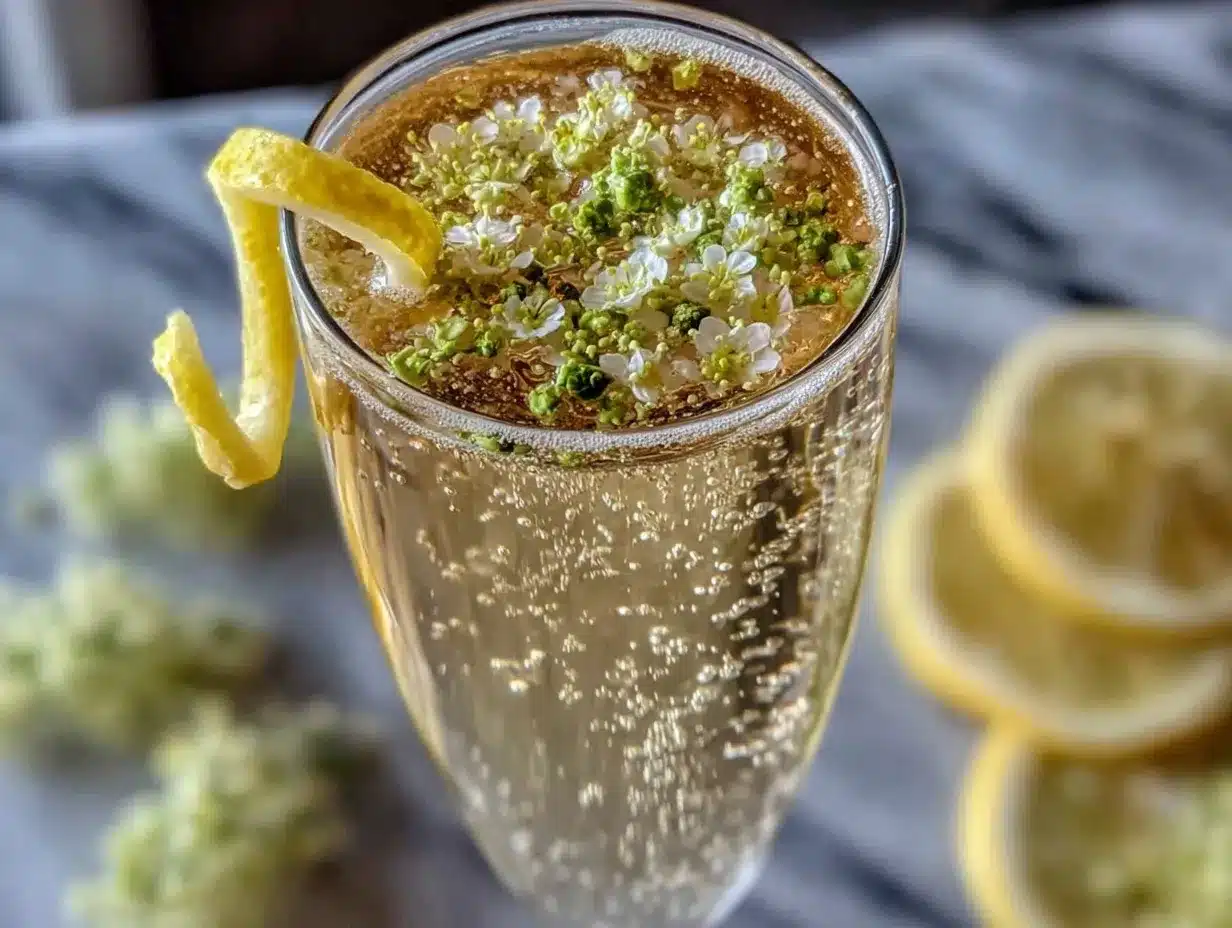 elderflower Prosecco cocktail preparation steps