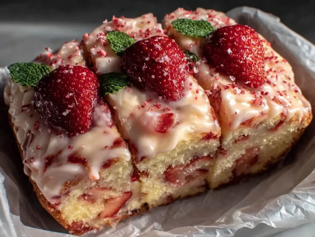 fluffy strawberry cake - featured image