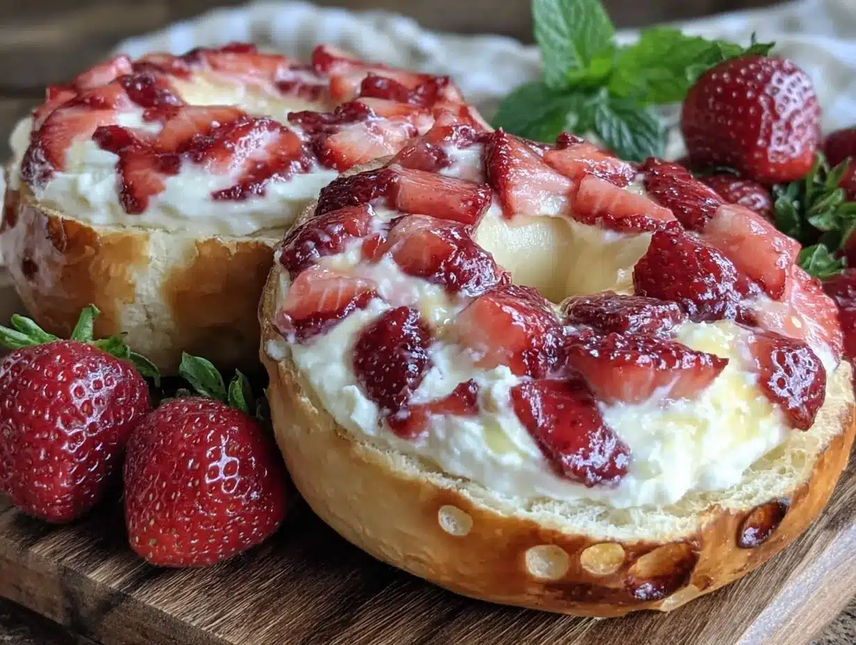 fluffy strawberry cream cheese bagels preparation steps