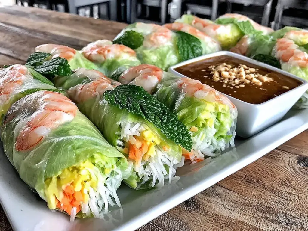 fresh healthy spring rolls with shrimp - featured image