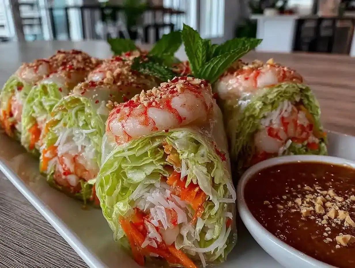 fresh healthy spring rolls with shrimp preparation steps