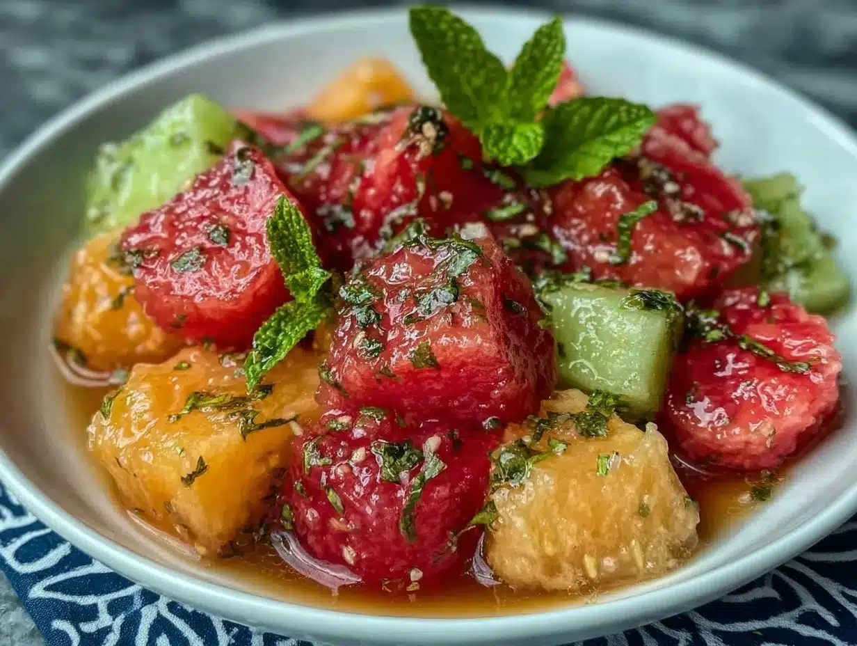 fresh melon salad with mint preparation steps