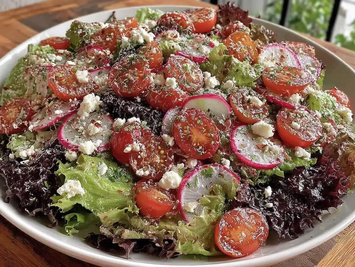 fresh spring mix salad with citrus and feta preparation steps