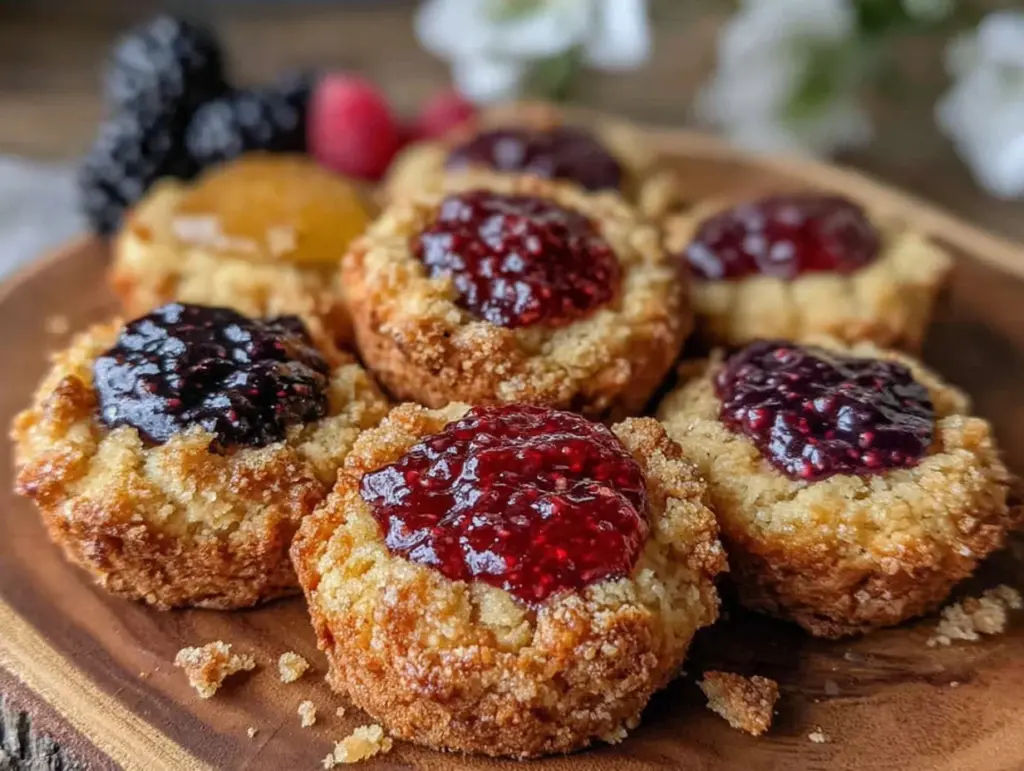 homemade thumbprint cookies with jam - featured image
