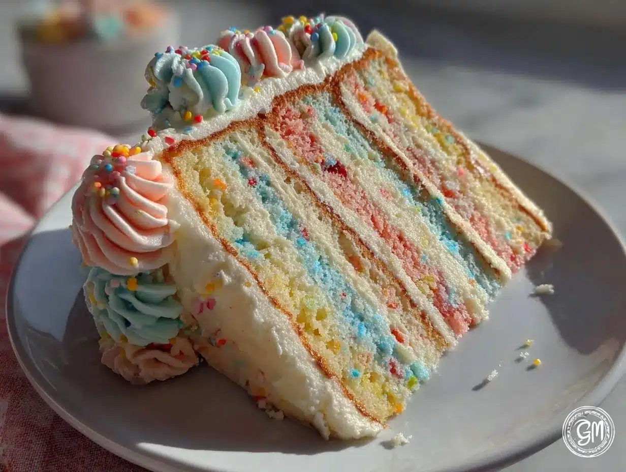 pastel rainbow layer cake preparation steps