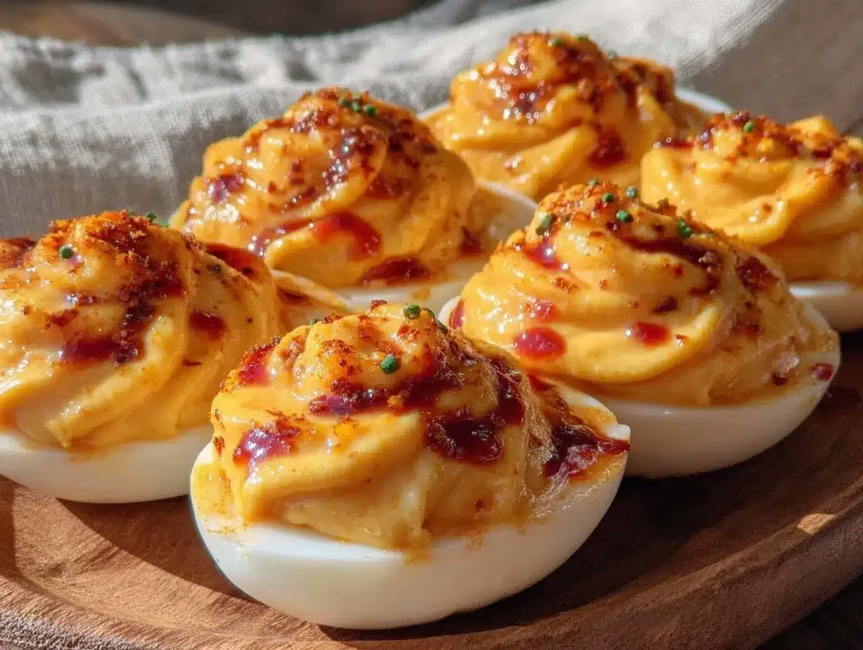 spicy creamy sriracha deviled eggs preparation steps