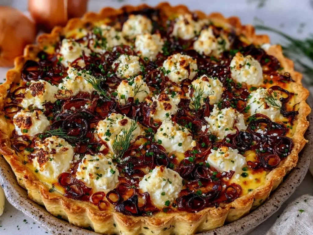 spring onion and goat cheese tart - featured image