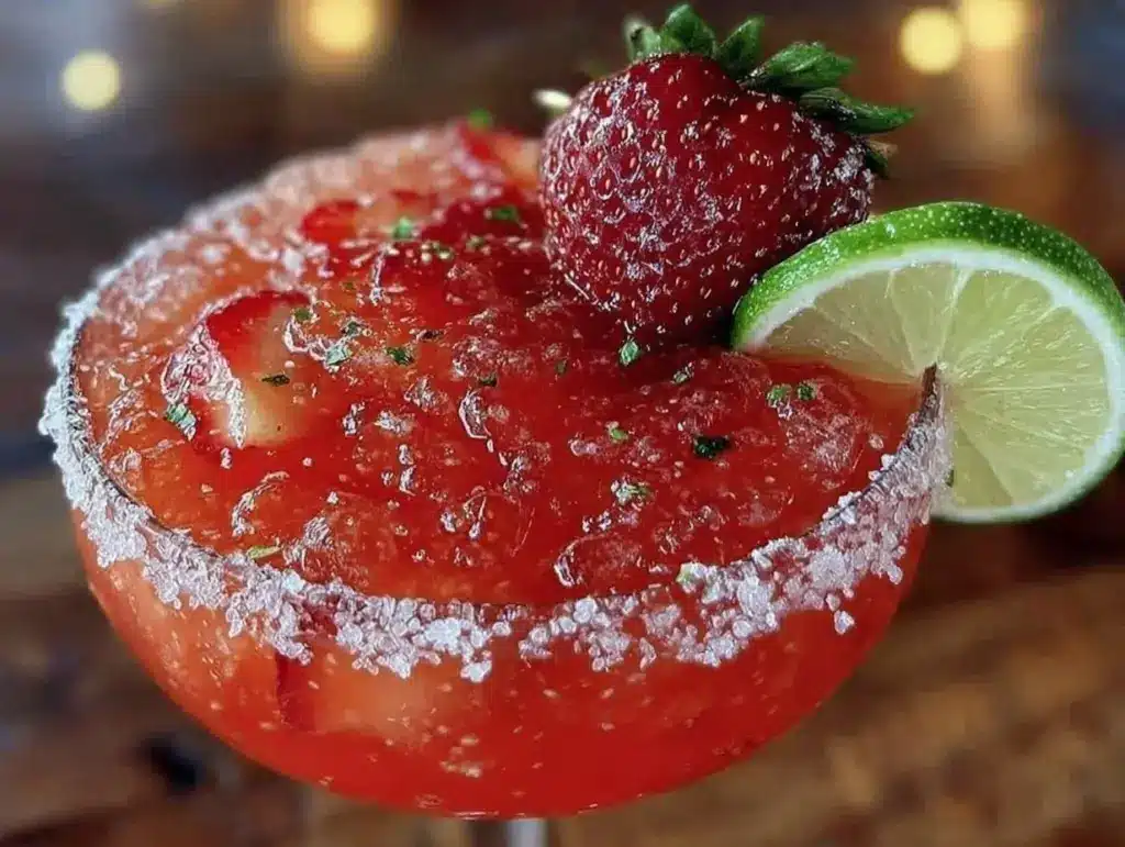 strawberry margarita cocktail recipe - featured image