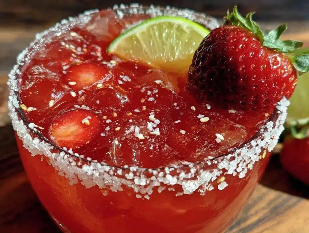 strawberry margarita cocktail recipe preparation steps