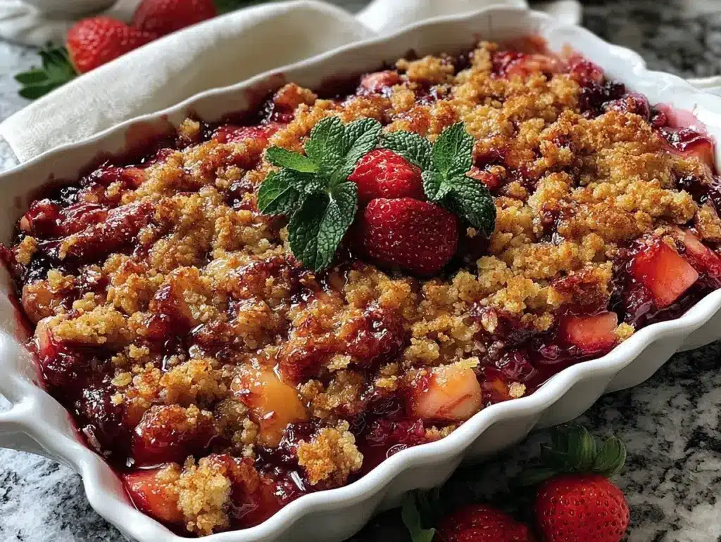strawberry rhubarb crisp - featured image